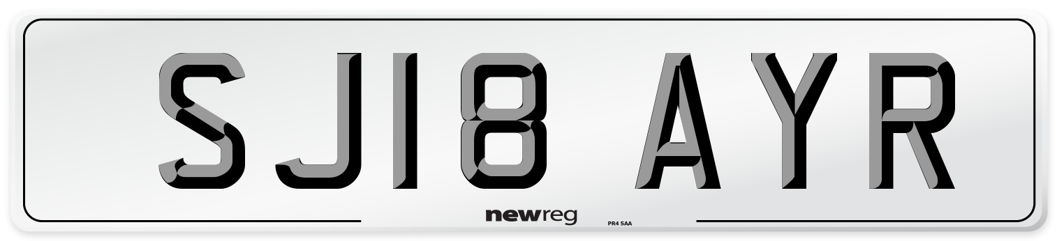 SJ18 AYR Number Plate from New Reg